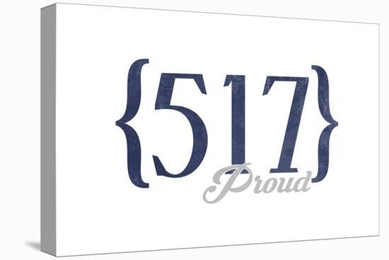 Lansing, Michigan - 517 Area Code (Blue)-Lantern Press-Stretched Canvas