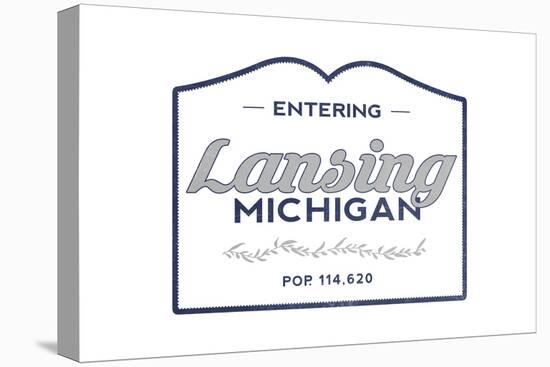 Lansing, Michigan - Now Entering (Blue)-Lantern Press-Stretched Canvas