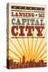 Lansing, Michigan - Skyline and Sunburst Screenprint Style-Lantern Press-Stretched Canvas