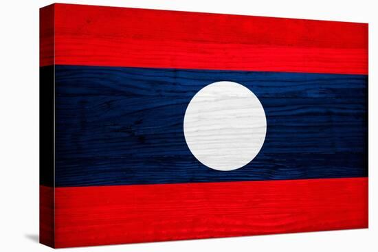 Laos Flag Design with Wood Patterning - Flags of the World Series-Philippe Hugonnard-Stretched Canvas