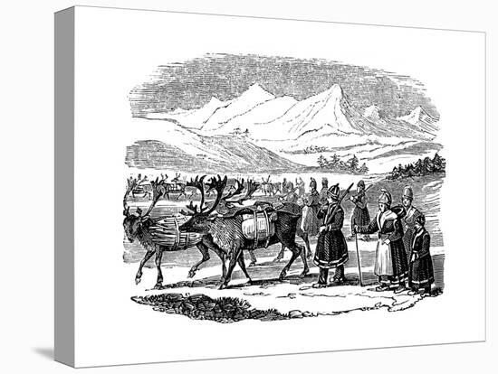 Lapps Setting Out on a Migration with Reindeer, Lapland, 1840-null-Premier Image Canvas