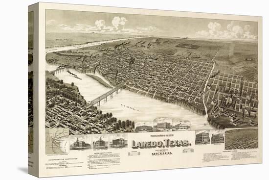 Laredo, Texas - Panoramic Map-Lantern Press-Stretched Canvas