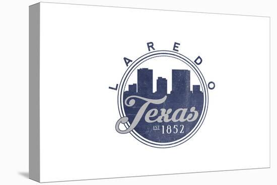 Laredo, Texas - Skyline Seal (Blue)-Lantern Press-Stretched Canvas