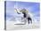 Large Mammoth Walking Slowly on the Snowy Mountain Against the Wind-null-Stretched Canvas