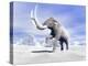 Large Mammoth Walking Slowly on the Snowy Mountain Against the Wind-null-Stretched Canvas