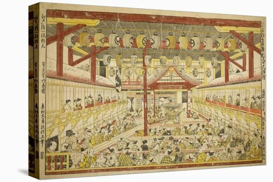 Large Perspective Picture of the Kaomise Performance on the Kabuki Stage, C.1745-Okumura Masanobu-Premier Image Canvas