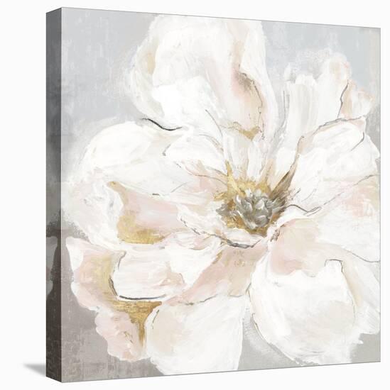 Large White Floral I-Alex Black-Stretched Canvas