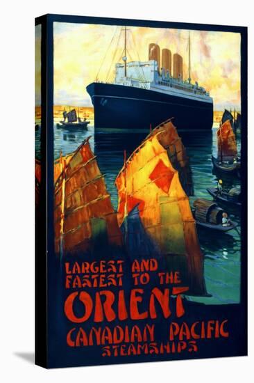 "Largest and Fastest to the Orient" Vintage Travel Poster-null-Stretched Canvas