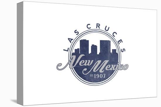 Las Cruces, New Mexico - Skyline Seal (Blue)-Lantern Press-Stretched Canvas