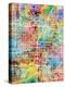 Las Vegas City Street Map-Tompsett Michael-Stretched Canvas