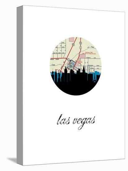 Las Vegas Map Skyline-Paperfinch 0-Stretched Canvas