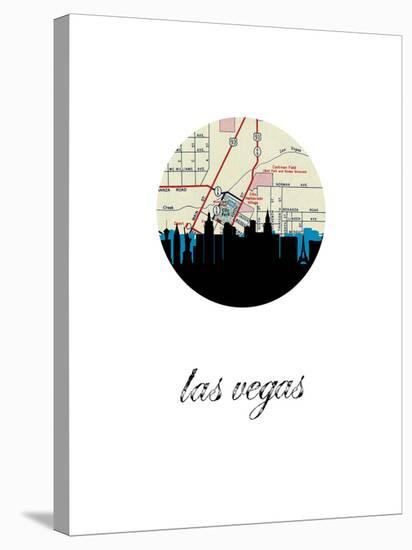 Las Vegas Map Skyline-Paperfinch 0-Stretched Canvas