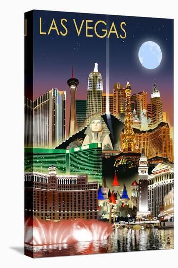 Las Vegas, Nevada - Las Vegas at Night-Lantern Press-Stretched Canvas