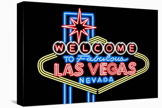 Las Vegas, Nevada - Neon Lights Welcome Sign-Lantern Press-Stretched Canvas