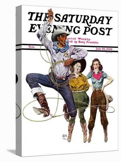 "Lasso Tricks," Saturday Evening Post Cover, July 29, 1939-Floyd Davis-Premier Image Canvas