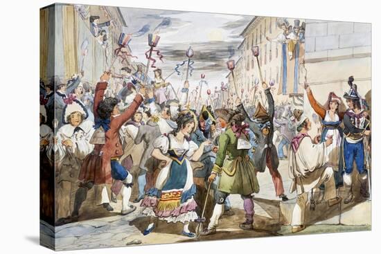 Last Day of Carnival in Rome with Moccoletti Candles-Achille Pinelli-Premier Image Canvas