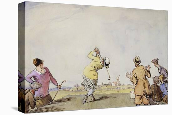 Late Edwardian Golfing Scene-Stapleton Collection-Premier Image Canvas