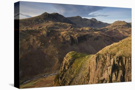Late evening light on the Scafells from above Hardknott Fort, Lake District National Park, Cumbria,-Jon Gibbs-Premier Image Canvas