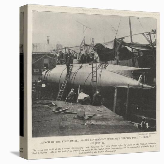 Launch of the First United States Government Submarine Torpedo-Boat, Adder, on 22 July-null-Premier Image Canvas