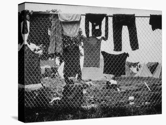Laundry Hanging on Fence at Woodstock Music Festival-Bill Eppridge-Premier Image Canvas