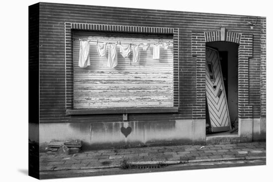 Laundry in Front of the Window of an Abandoned House with a Broken Door-kikkerdirk-Premier Image Canvas