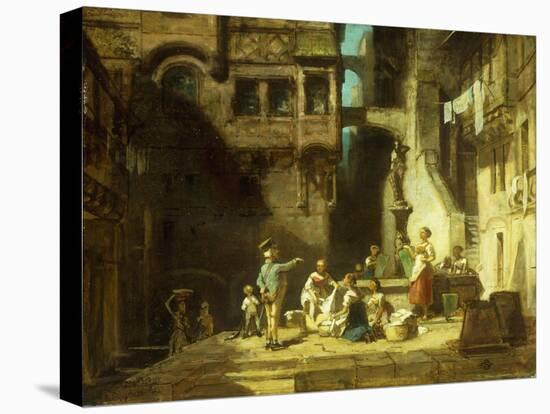 Laundry Women at the Well-Carl Spitzweg-Premier Image Canvas