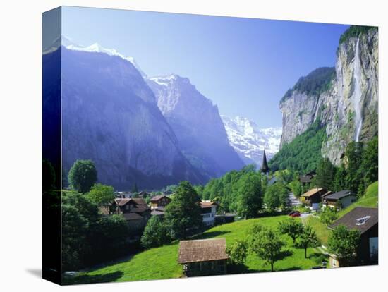 Lauterbrunnen and Staubbach Falls, Jungfrau Region, Swiss Alps, Switzerland, Europe-Roy Rainford-Premier Image Canvas