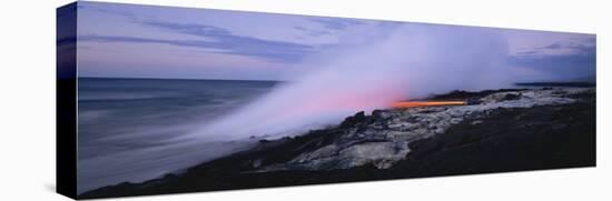 Lava Flowing into the Ocean, Kilauea, Hawaii Volcanoes National Park, Hawaii, USA-null-Premier Image Canvas