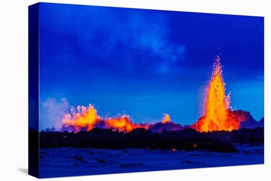 Lava Fountains at the Holuhraun Fissure Eruption Near Bardarbunga Volcano, Iceland-null-Stretched Canvas