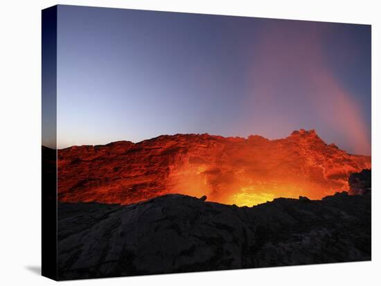 Lava Lake Illuminating Walls of Pit Crater at Night, Erta Ale Volcano, Danakil Depression, Ethiopia-Stocktrek Images-Premier Image Canvas