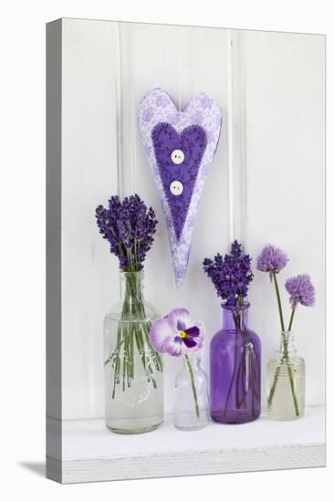 Lavender, Blossoms, Pansies, Chive Blossoms, Heart-Andrea Haase-Premier Image Canvas