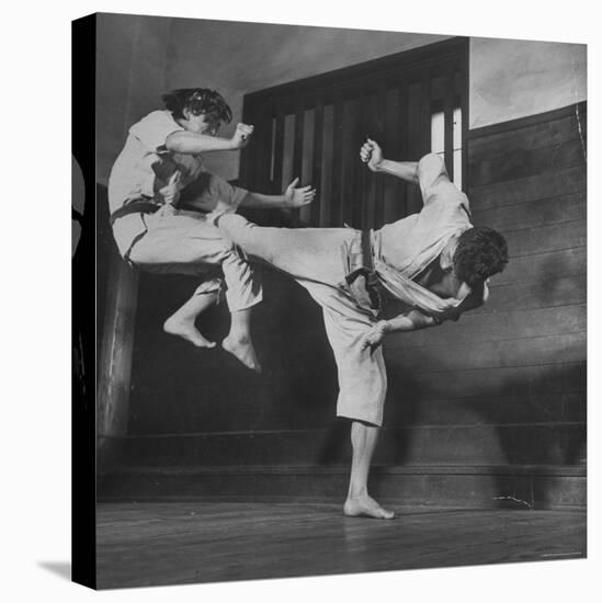 Law Student Gojuro Harada Uses Right Foot on the stomach to ward off attack of economics student-John Florea-Premier Image Canvas