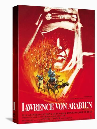 Lawrence of Arabia, (aka Lawrence Von Arabien), German Poster Art, 1962-null-Stretched Canvas