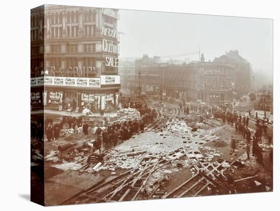 Laying Tramlines at the Junction of Whitechapel High Street and Commercial Road, London, 1907-null-Premier Image Canvas