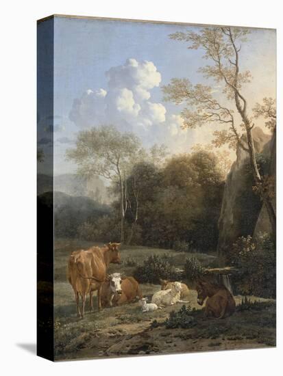 Le Bocage ; Vaches, ânes et moutons près d'un ruisseau-Karel Dujardin-Premier Image Canvas