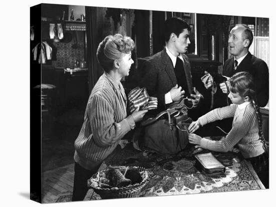 Le chemin des ecoliers by Michel Boisrond with Paulette Dubost, Alain Delon and Andre Bourvil, 1959-null-Stretched Canvas