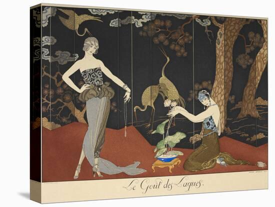 Le gout des laques Taste of lacquers Two women in front of a lacquered screen-Georges Barbier-Premier Image Canvas