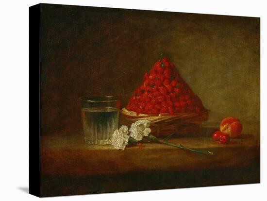 Le panier de fraises des bois - a basket of wild strawberries. Canvas,38 x 46 cm.-Jean-Baptiste-Simeon Chardin-Premier Image Canvas