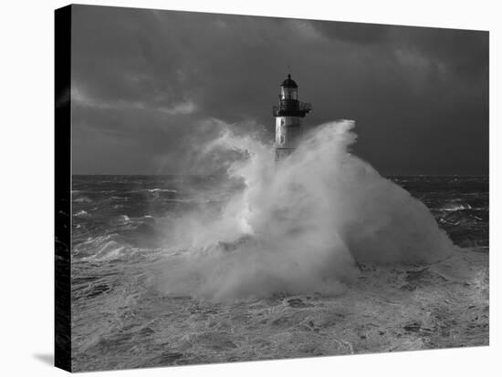 Le phare d'Ar-Men, lors d'un coup de vent-Jean Guichard-Stretched Canvas