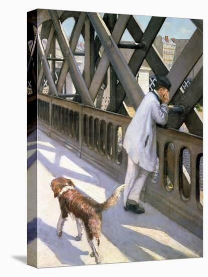 Le Pont de L'Europe: Detail of a Resting Man and a Dog, 1876-Gustave Caillebotte-Premier Image Canvas