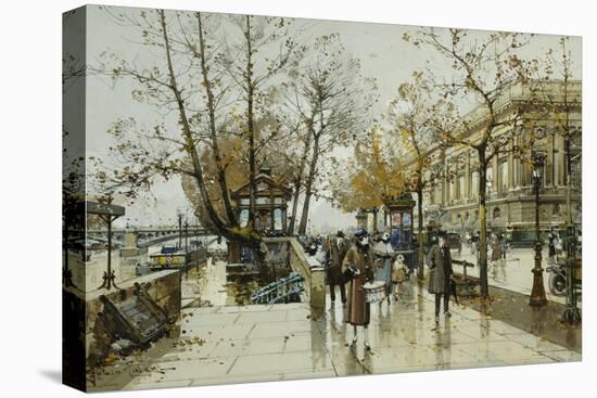 Le Quai De Louvre, Paris-Eugene Galien-Laloue-Premier Image Canvas