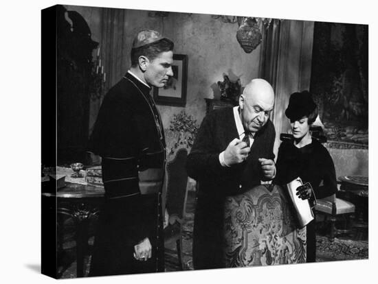 Le realisateur Otto Preminger,Tom Tryron and Romy Schneider sur le tournage du film Le Cardinal THE-null-Stretched Canvas