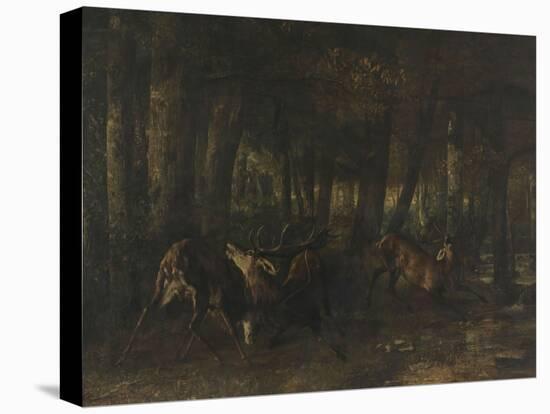 Le rut du printemps, combat de cerfs-Gustave Courbet-Premier Image Canvas