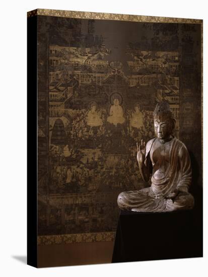 Le Taima Mandala (à l'arrière plan) ; L'Amida Nyorai (au premier plan)-null-Premier Image Canvas