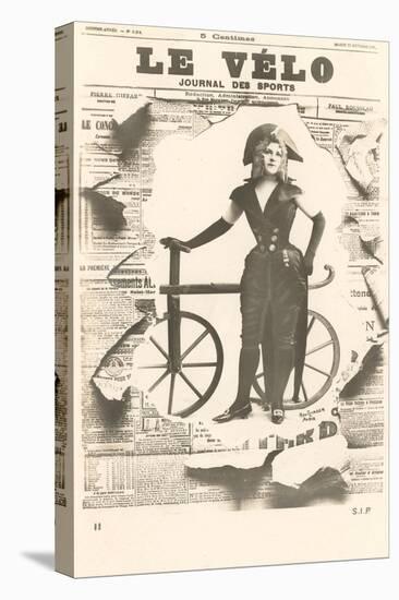 Le Velo, Girl with Wooden Bicycle-null-Stretched Canvas