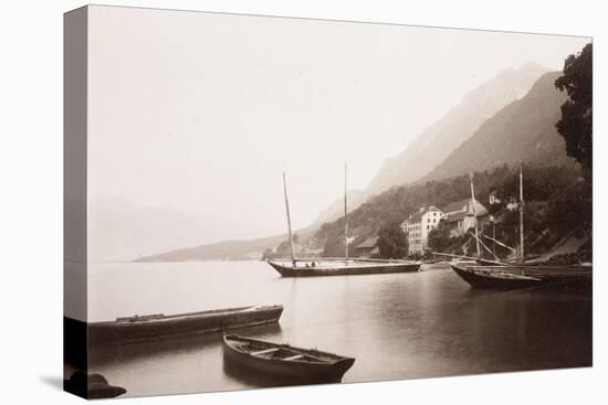Le village de Saint-Gingolphe au bord du lac où sont ancrées barques et voiliers-Alexandre-Gustave Eiffel-Premier Image Canvas