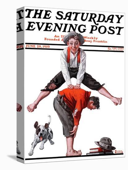 "Leapfrog" Saturday Evening Post Cover, June 28,1919-Norman Rockwell-Premier Image Canvas