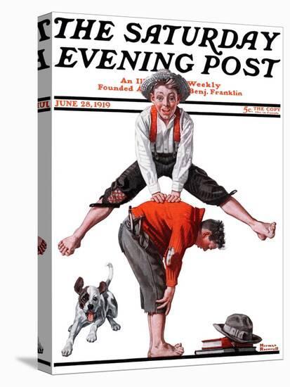 "Leapfrog" Saturday Evening Post Cover, June 28,1919-Norman Rockwell-Premier Image Canvas