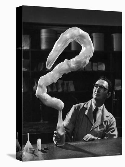 Leaping Rubber Explosively from Butadiene Gas in Bottle as Demonstrated by M.I.T.'s Dr. A. Morton-W^ Eugene Smith-Premier Image Canvas