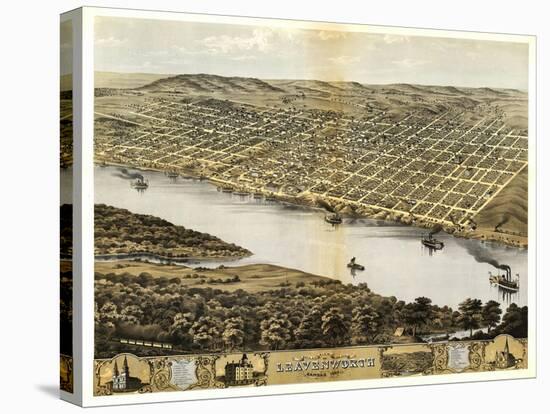 Leavenworth, Kansas - Panoramic Map-Lantern Press-Stretched Canvas